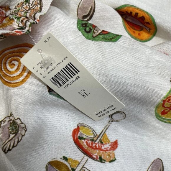 Lisa Says Gah Women’s Nora Linen Pants Size XL White/Multi — Drawstring Waist - Picture 6 of 9